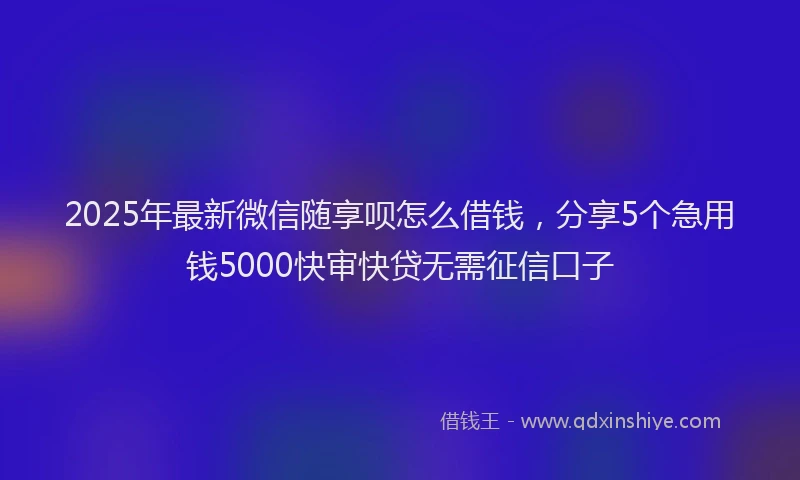2025年最新微信随享呗怎么借钱，分享5个急用钱5000快审快贷无需征信口子
