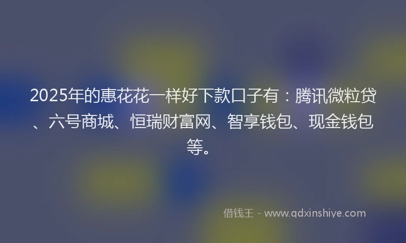 2025年的惠花花一样好下款口子有：腾讯微粒贷、六号商城、恒瑞财富网、智享钱包、现金钱包等。