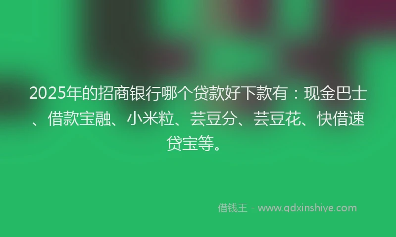 2025年的招商银行哪个贷款好下款有：现金巴士、借款宝融、小米粒、芸豆分、芸豆花、快借速贷宝等。
