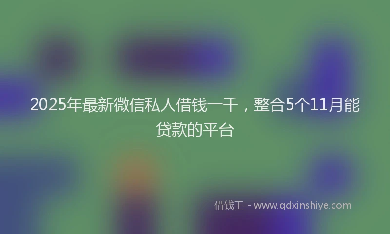 2025年最新微信私人借钱一千，整合5个11月能贷款的平台