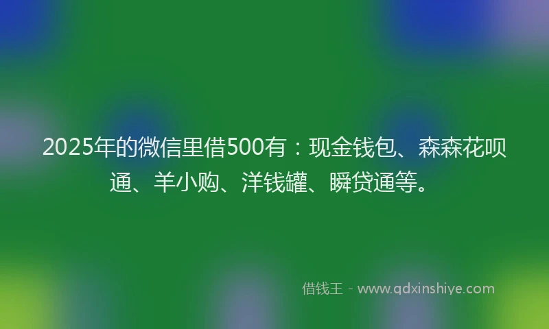 2025年的微信里借500有：现金钱包、森森花呗通、羊小购、洋钱罐、瞬贷通等。