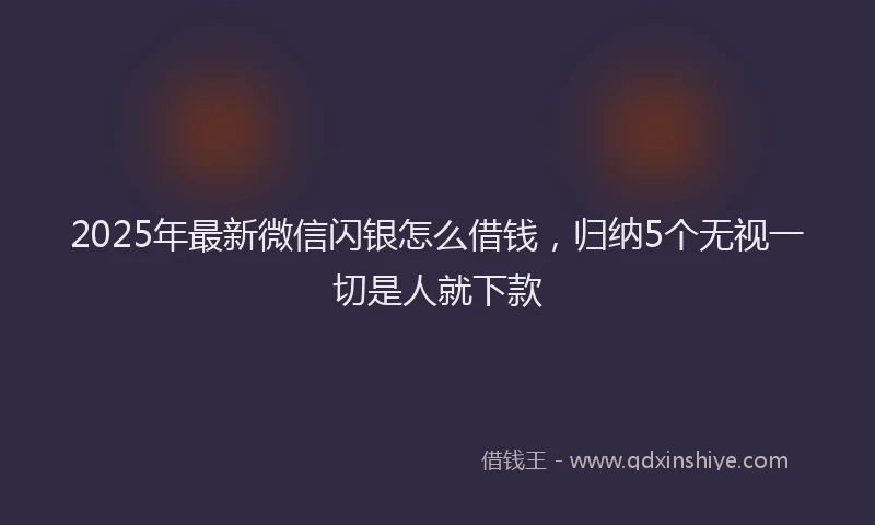 2025年最新微信闪银怎么借钱，归纳5个无视一切是人就下款
