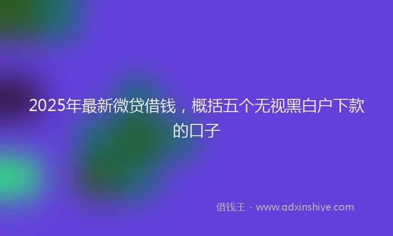 2025年最新微贷借钱，概括五个无视黑白户下款的口子