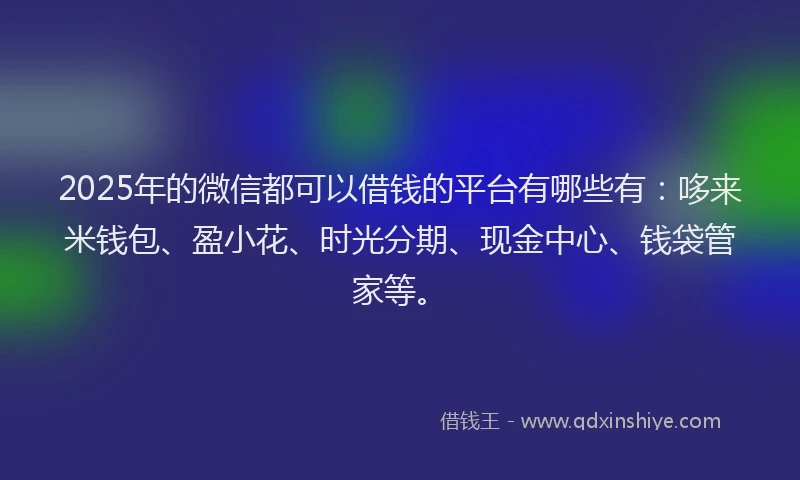 2025年的微信都可以借钱的平台有哪些有：哆来米钱包、盈小花、时光分期、现金中心、钱袋管家等。