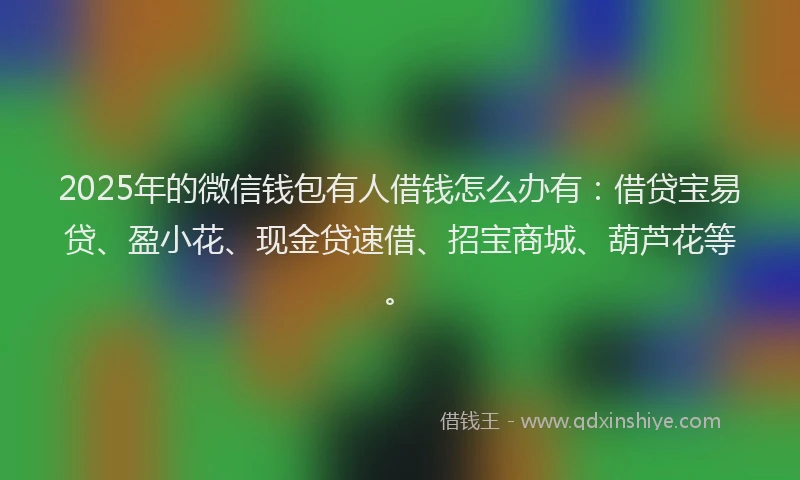 2025年的微信钱包有人借钱怎么办有：借贷宝易贷、盈小花、现金贷速借、招宝商城、葫芦花等。