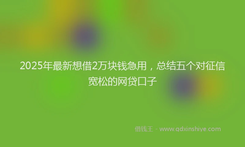 2025年最新想借2万块钱急用，总结五个对征信宽松的网贷口子