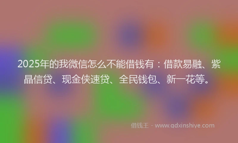 2025年的我微信怎么不能借钱有：借款易融、紫晶信贷、现金侠速贷、全民钱包、新一花等。
