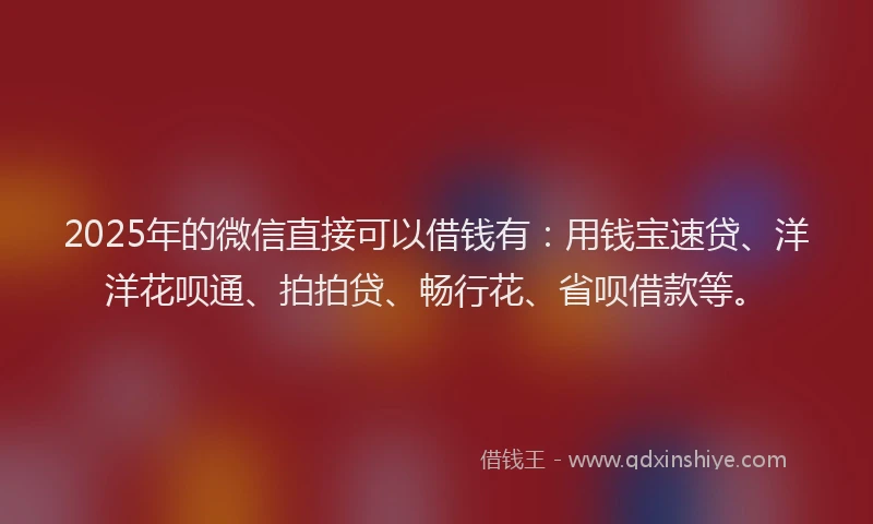 2025年的微信直接可以借钱有：用钱宝速贷、洋洋花呗通、拍拍贷、畅行花、省呗借款等。