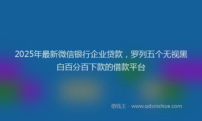 2025年最新微信银行企业贷款，罗列五个无视黑白百分百下款的借款平台