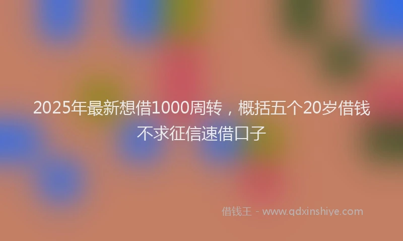 2025年最新想借1000周转，概括五个20岁借钱不求征信速借口子