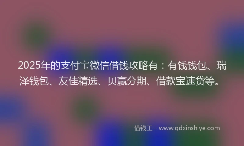 2025年的支付宝微信借钱攻略有：有钱钱包、瑞泽钱包、友佳精选、贝赢分期、借款宝速贷等。