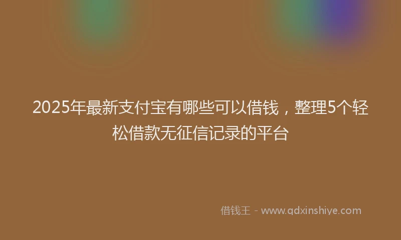 2025年最新支付宝有哪些可以借钱，整理5个轻松借款无征信记录的平台