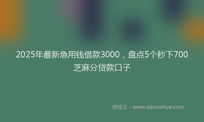 2025年最新急用钱借款3000，盘点5个秒下700芝麻分贷款口子