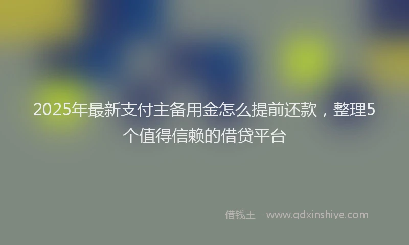 2025年最新支付主备用金怎么提前还款，整理5个值得信赖的借贷平台