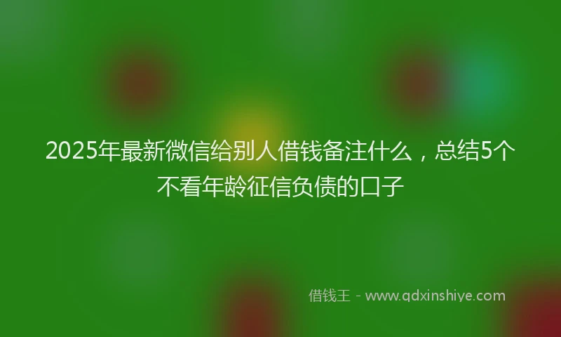 2025年最新微信给别人借钱备注什么，总结5个不看年龄征信负债的口子