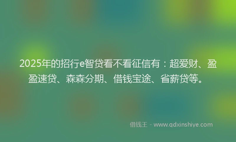 2025年的招行e智贷看不看征信有：超爱财、盈盈速贷、森森分期、借钱宝途、省薪贷等。