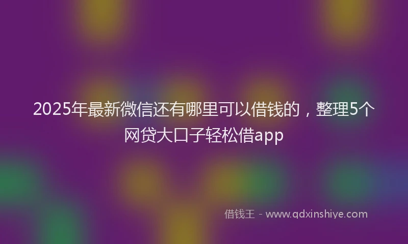 2025年最新微信还有哪里可以借钱的，整理5个网贷大口子轻松借app