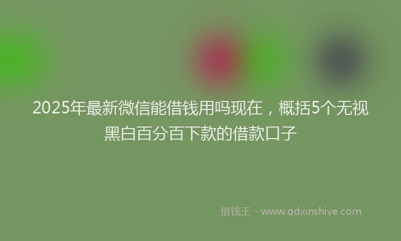 2025年最新微信能借钱用吗现在，概括5个无视黑白百分百下款的借款口子