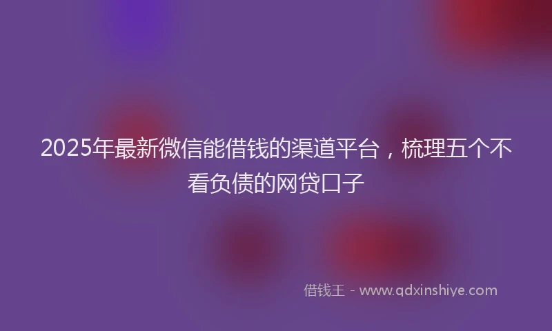 2025年最新微信能借钱的渠道平台，梳理五个不看负债的网贷口子