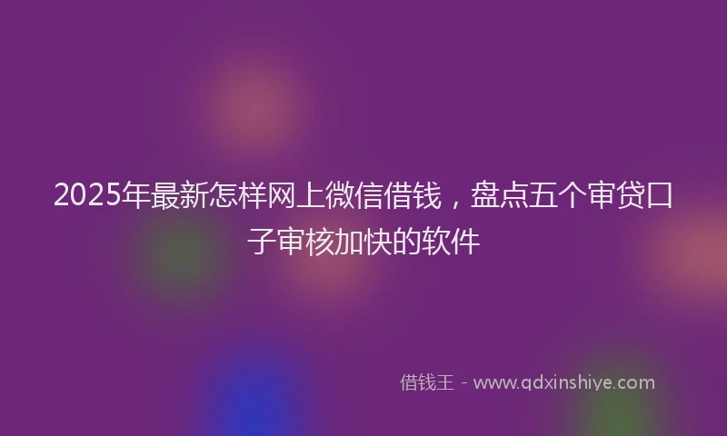 2025年最新怎样网上微信借钱，盘点五个审贷口子审核加快的软件