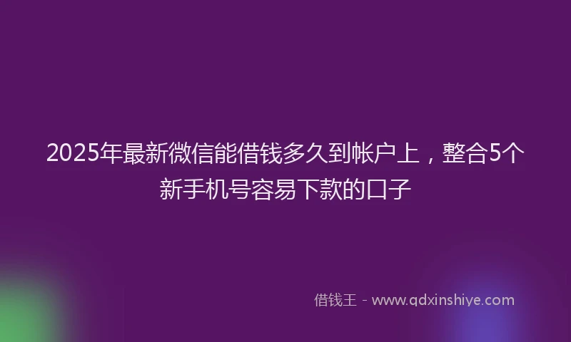 2025年最新微信能借钱多久到帐户上，整合5个新手机号容易下款的口子