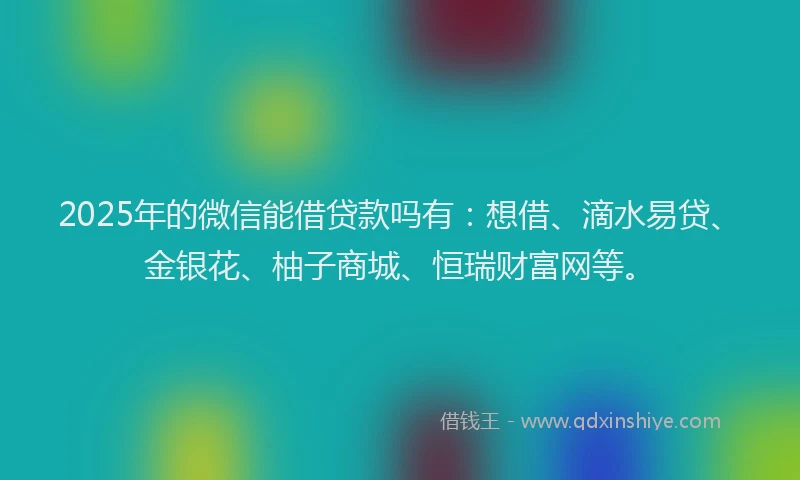 2025年的微信能借贷款吗有：想借、滴水易贷、金银花、柚子商城、恒瑞财富网等。