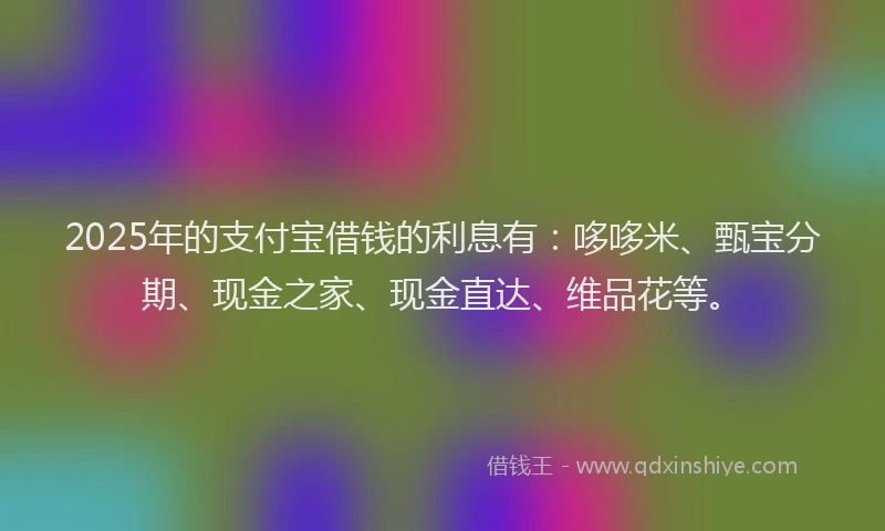 2025年的支付宝借钱的利息有：哆哆米、甄宝分期、现金之家、现金直达、维品花等。