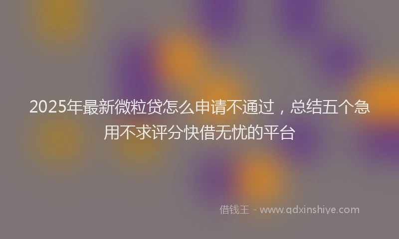 2025年最新微粒贷怎么申请不通过，总结五个急用不求评分快借无忧的平台
