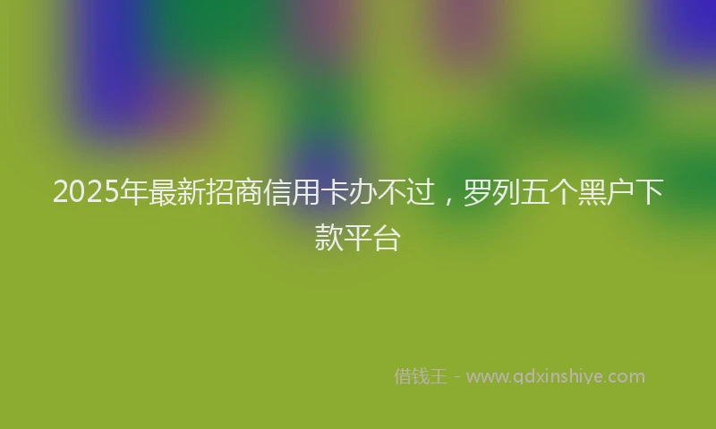 2025年最新招商信用卡办不过，罗列五个黑户下款平台