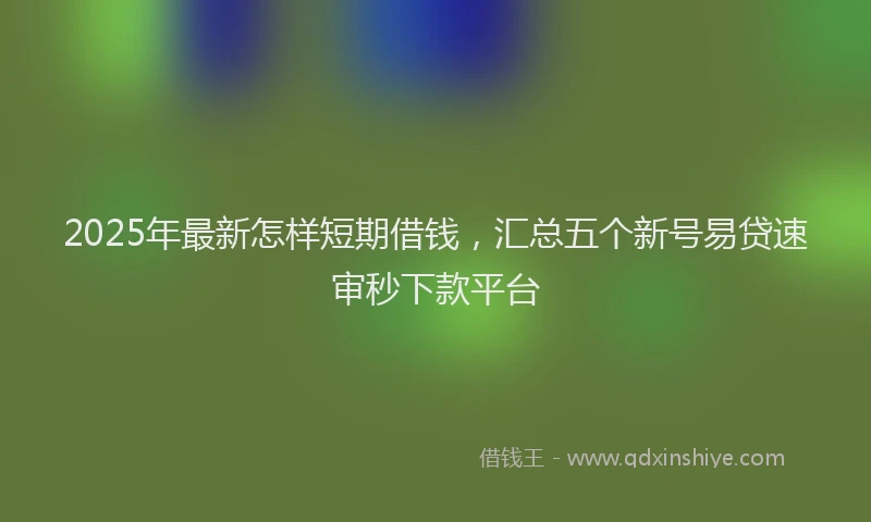 2025年最新怎样短期借钱，汇总五个新号易贷速审秒下款平台