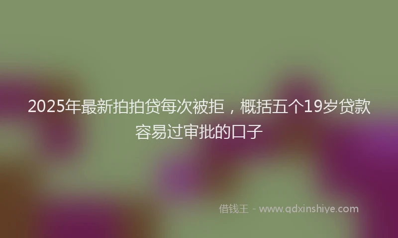 2025年最新拍拍贷每次被拒，概括五个19岁贷款容易过审批的口子