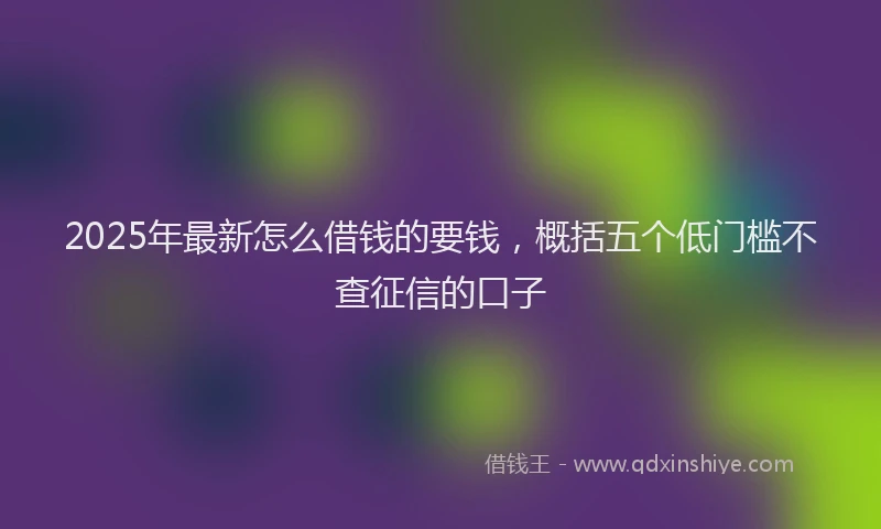 2025年最新怎么借钱的要钱，概括五个低门槛不查征信的口子