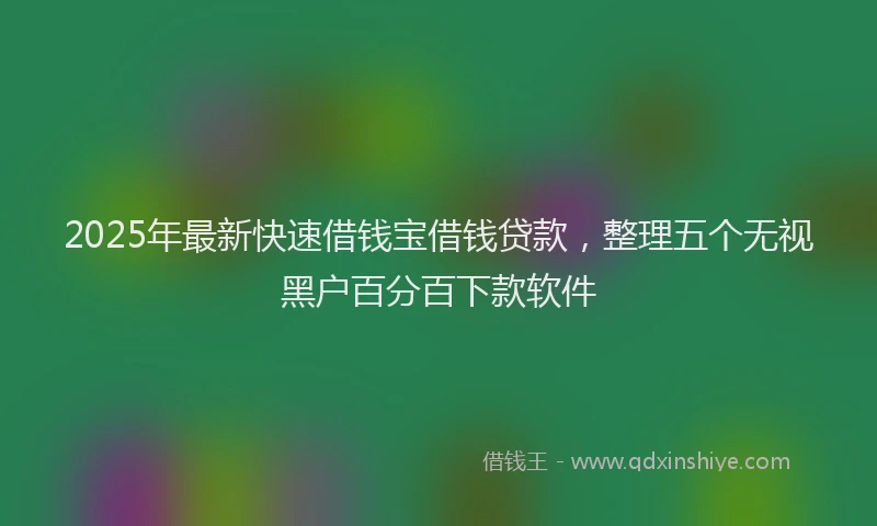 2025年最新快速借钱宝借钱贷款，整理五个无视黑户百分百下款软件