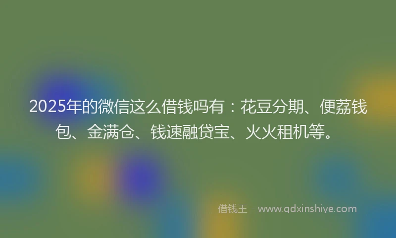 2025年的微信这么借钱吗有：花豆分期、便荔钱包、金满仓、钱速融贷宝、火火租机等。