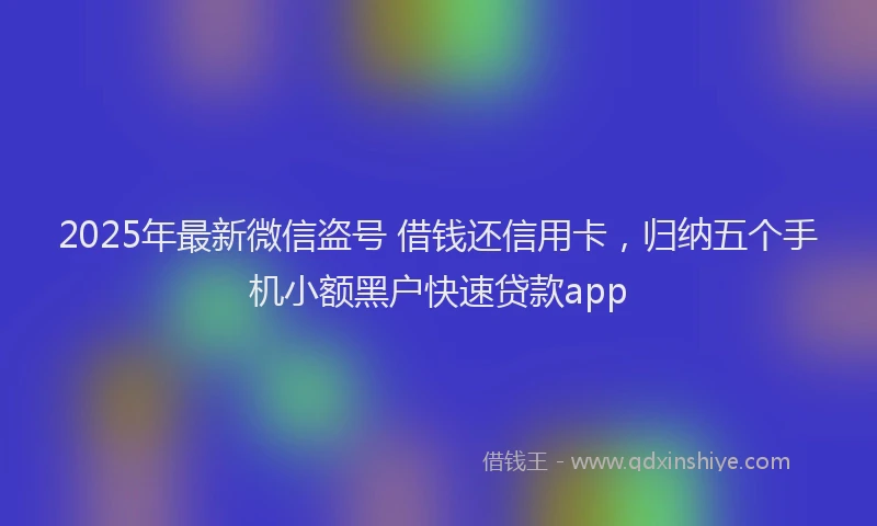 2025年最新微信盗号 借钱还信用卡，归纳五个手机小额黑户快速贷款app