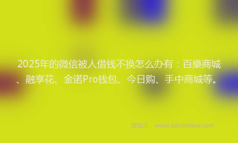 2025年的微信被人借钱不换怎么办有：百樂商城、融享花、金诺Pro钱包、今日购、手中商城等。