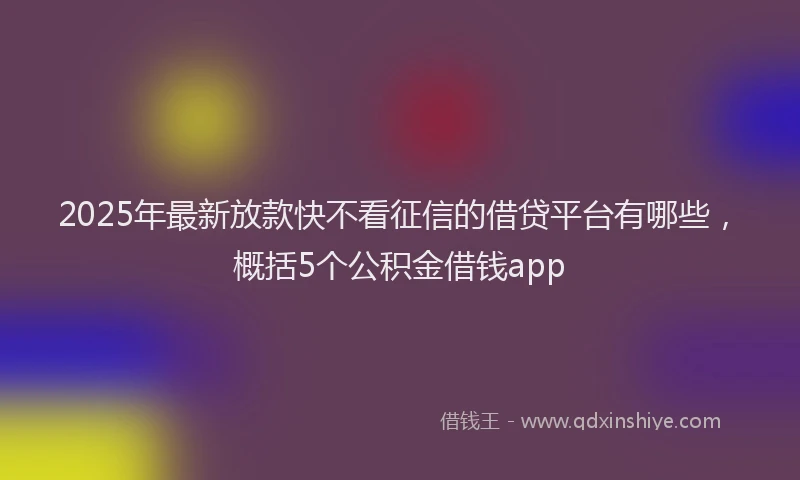 2025年最新放款快不看征信的借贷平台有哪些，概括5个公积金借钱app