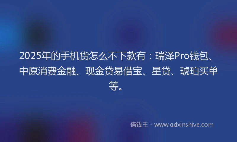 2025年的手机货怎么不下款有：瑞泽Pro钱包、中原消费金融、现金贷易借宝、星贷、琥珀买单等。