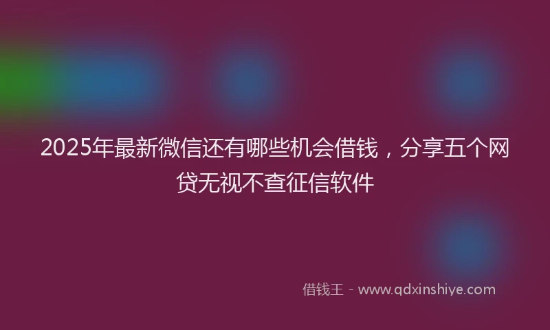2025年最新微信还有哪些机会借钱，分享五个网贷无视不查征信软件