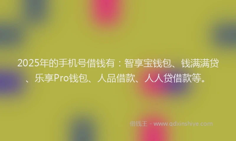 2025年的手机号借钱有：智享宝钱包、钱满满贷、乐享Pro钱包、人品借款、人人贷借款等。