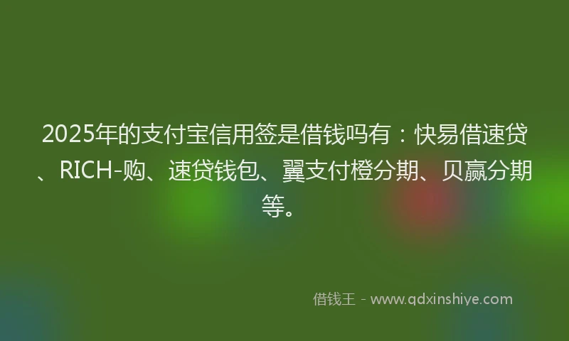 2025年的支付宝信用签是借钱吗有：快易借速贷、RICH-购、速贷钱包、翼支付橙分期、贝赢分期等。