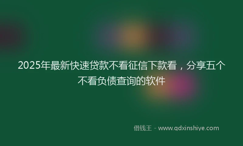 2025年最新快速贷款不看征信下款看，分享五个不看负债查询的软件