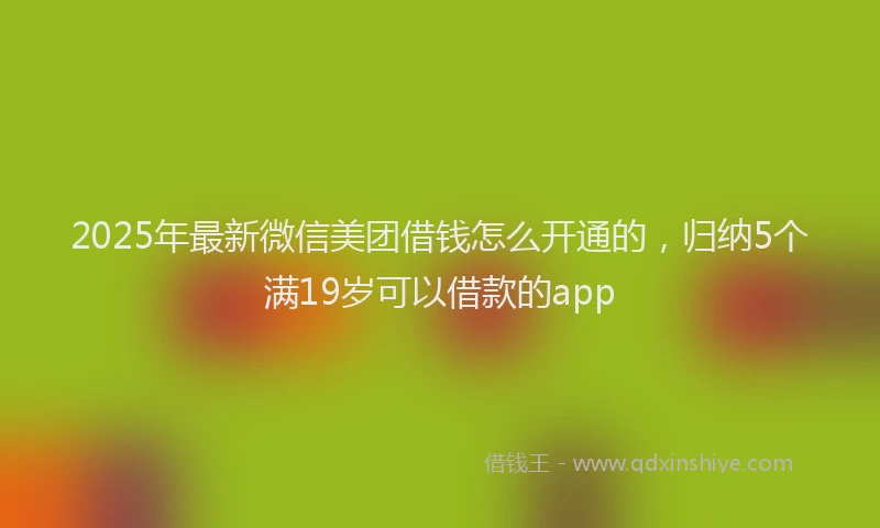 2025年最新微信美团借钱怎么开通的，归纳5个满19岁可以借款的app