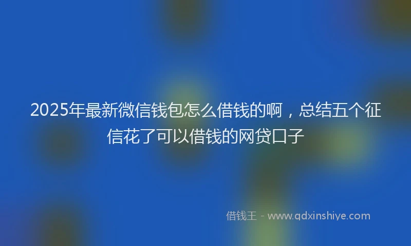 2025年最新微信钱包怎么借钱的啊，总结五个征信花了可以借钱的网贷口子