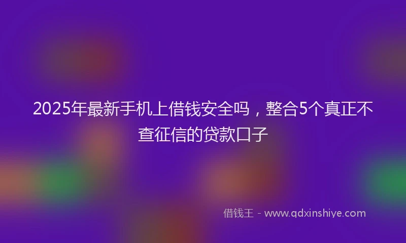 2025年最新手机上借钱安全吗，整合5个真正不查征信的贷款口子