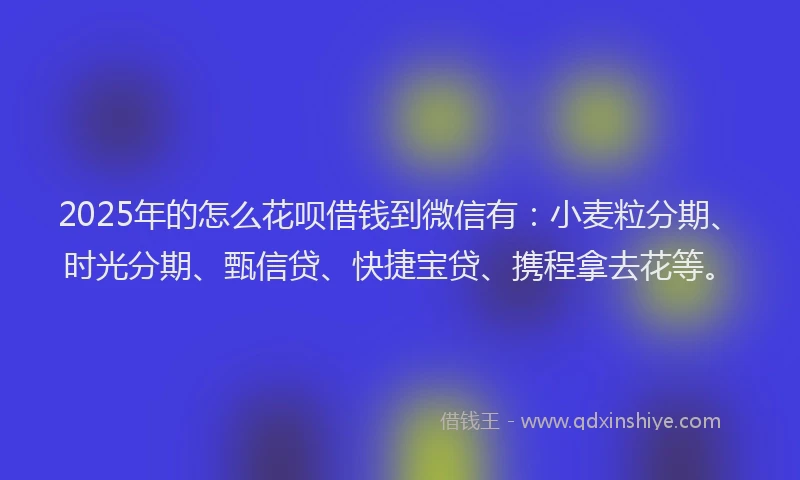 2025年的怎么花呗借钱到微信有：小麦粒分期、时光分期、甄信贷、快捷宝贷、携程拿去花等。