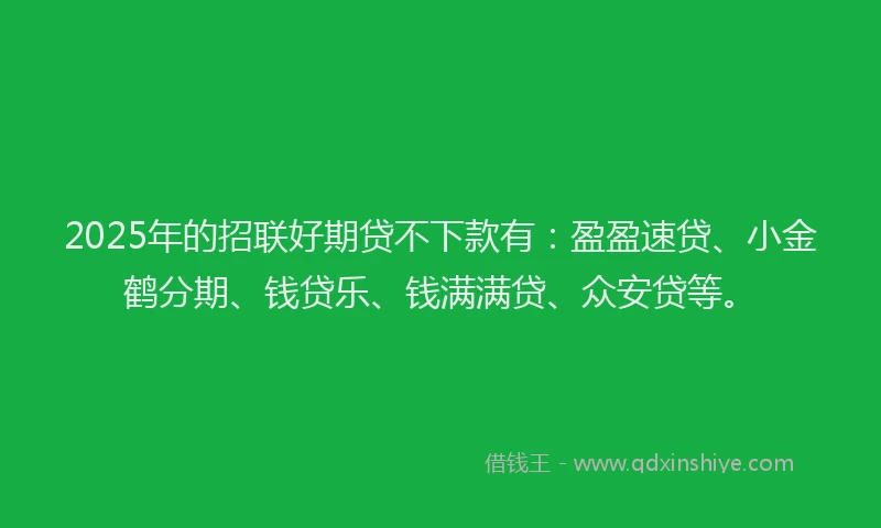 2025年的招联好期贷不下款有：盈盈速贷、小金鹤分期、钱贷乐、钱满满贷、众安贷等。