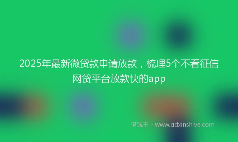 2025年最新微贷款申请放款，梳理5个不看征信网贷平台放款快的app