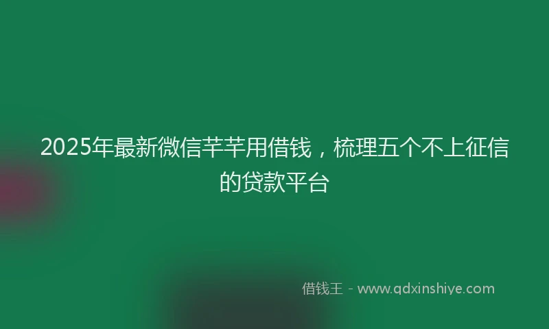 2025年最新微信芊芊用借钱，梳理五个不上征信的贷款平台