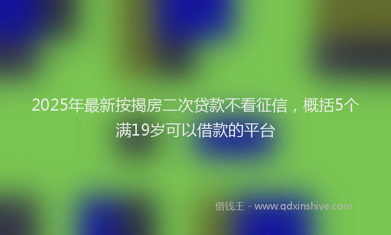 2025年最新按揭房二次贷款不看征信，概括5个满19岁可以借款的平台